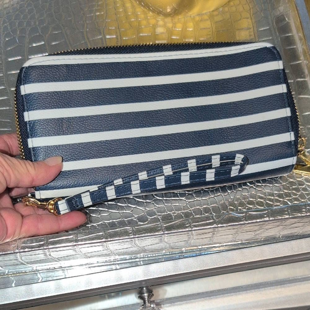 Striped Navy and White Women's Wallet